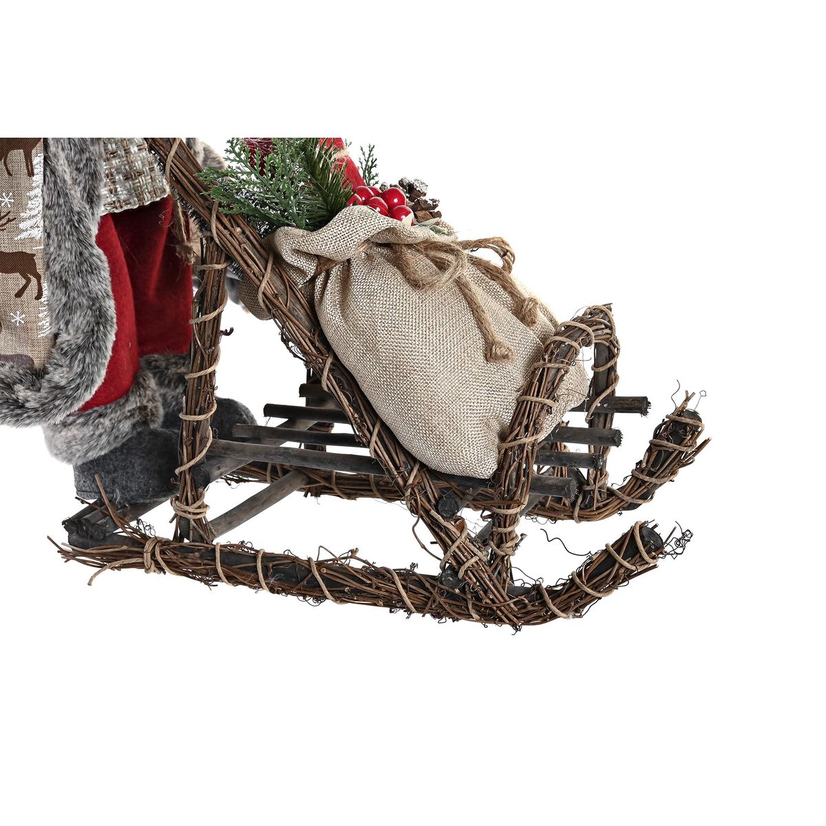 Julepynt DKD Home Decor Rød Grå Træ Julemanden 42 x 22 x 48 cm